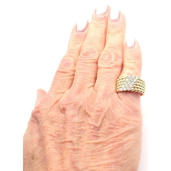 Van Cleef & Arpels 18k Yellow Gold Perlee Diamond 5 Row Band Ring Size 5.75 Cert - Picture 5 of 12